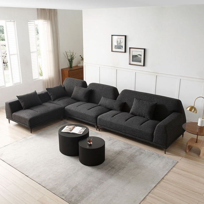 Modern Convertible Sectional Sofa Inch Dark Grey Fabric