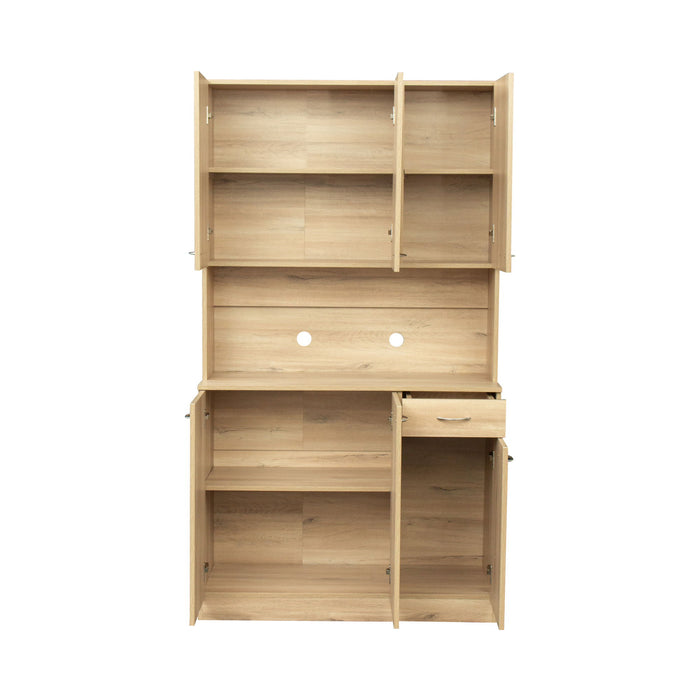 70.87" Tall Wardrobe& Kitchen Cabinet - With 6 Doors - 1 Open Shelves And 1 Drawer For Bedroom - Rustic Oak