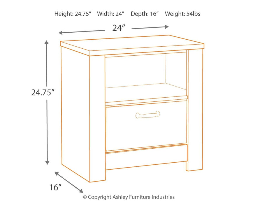 Bellaby - Whitewash - One Drawer Night Stand Unique Piece Furniture
