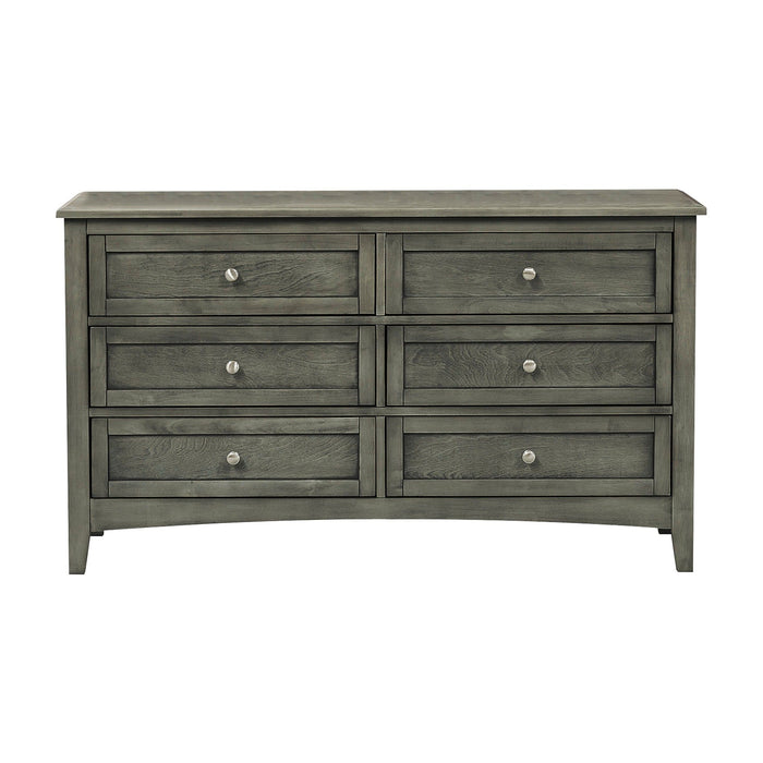 Cool Gray Finish Transitional Style 1 Piece Dresser Of 6 Drawers Birch Veneer Wooden Furniture Stylish Bedroom