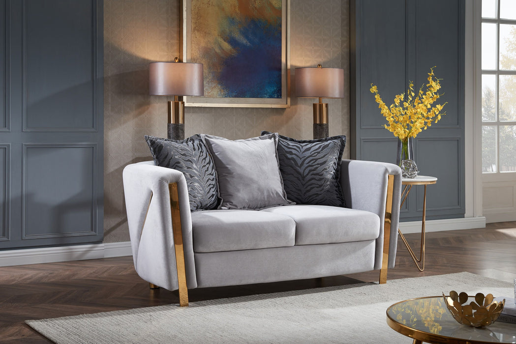 Chanelle Thick Velvet Upholstered Loveseat Made With Wood In Gray