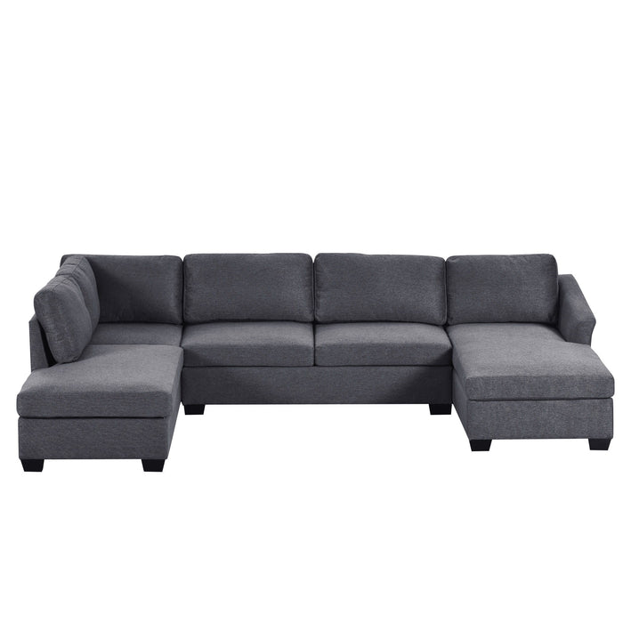 Ustyle Modern Large U-Shape Sectional Sofa, Double Extra Wide Chaise Lounge Couch, Gray