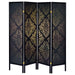 Haidera - 4-panel Damask Pattern Folding Screen - Black Unique Piece Furniture