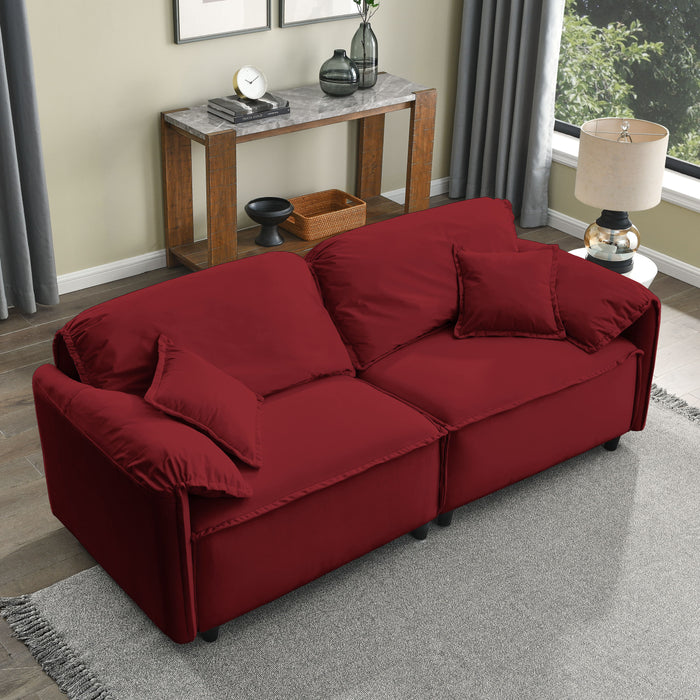 Luxury Modern Style Living Room Upholstery Sofa (Set of 2) - Red