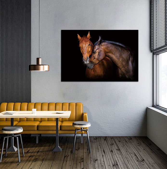 Oppidan Home "Horses Caressing" Acrylic Wall Art (32"H X 48"W)