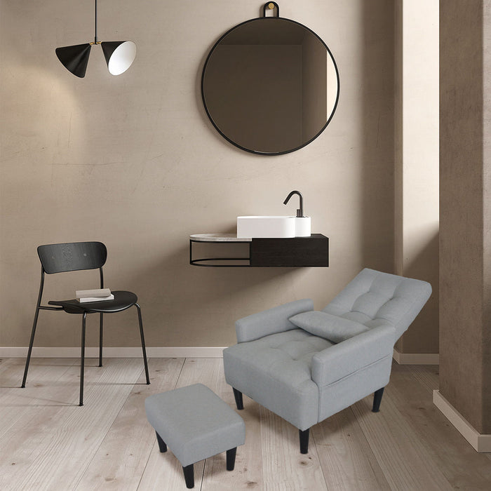 Redde Boo Modern Leisure Sofa Chair Design Gray Fabric Home Adjustable Cozy Soft Chair
