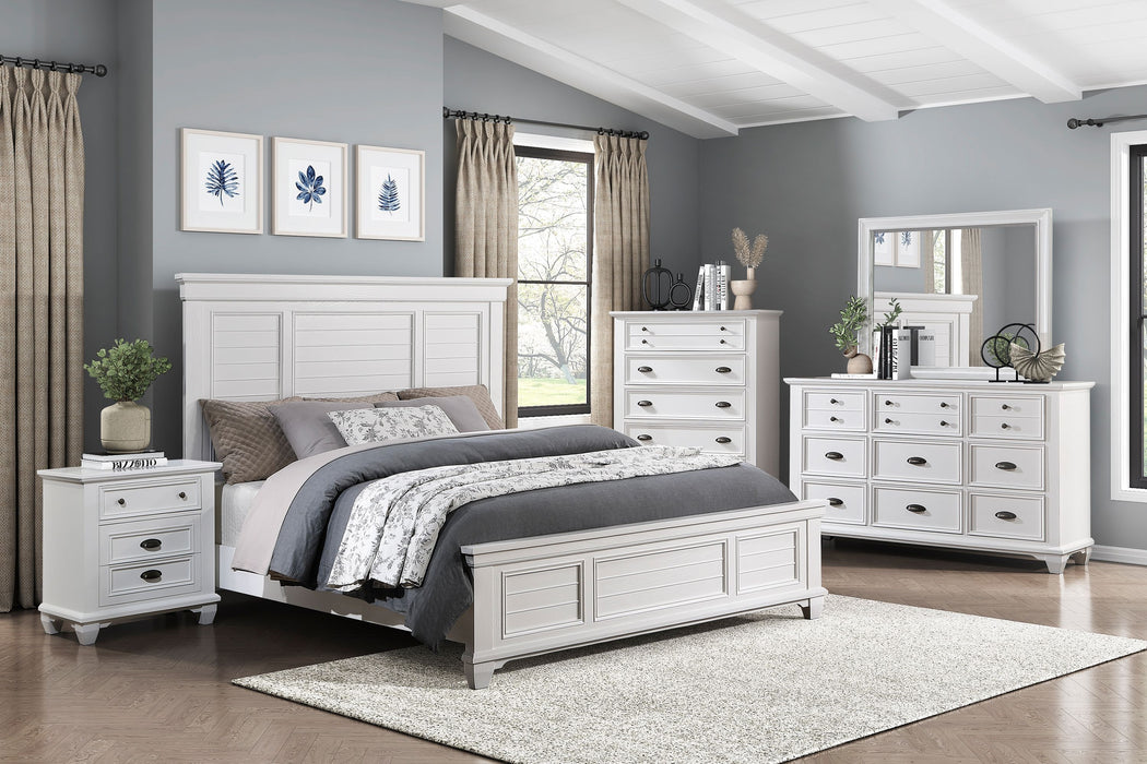 White Finish 1 Piece Dresser Of 9X Drawers Traditional Framing Wooden Bedroom Furniture
