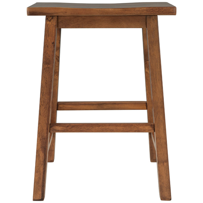 Topmax Farmhouse Rustic 2 Piece Counter Height Wood Kitchen Dining Stools For Small Places, Walnut