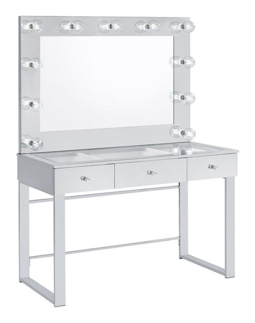 Umbridge - 3-Drawer Vanity With Lighting - Chrome And White Unique Piece Furniture