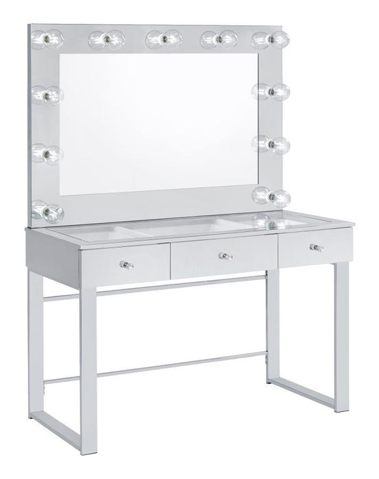 Umbridge - 3-Drawer Vanity With Lighting - Chrome And White Unique Piece Furniture