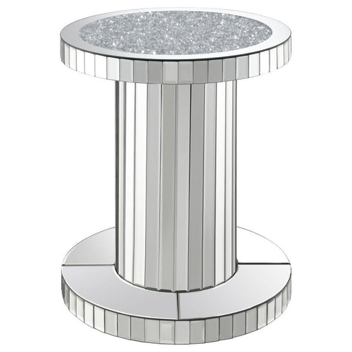 Dorielle - Crystal Inlay Round Top Accent Table - Mirror Unique Piece Furniture
