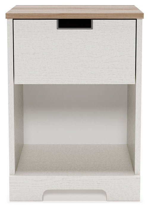 Vaibryn - White / Brown / Beige - One Drawer Night Stand Unique Piece Furniture