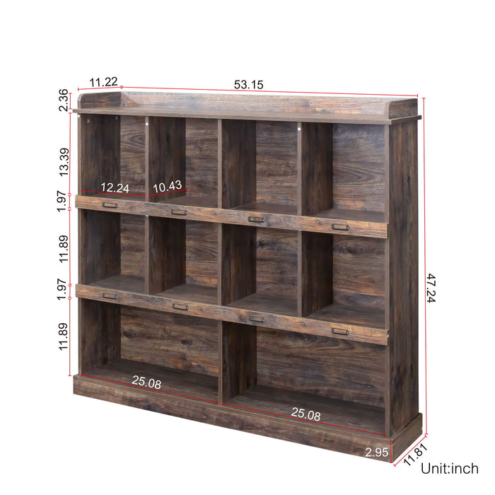 10-Shelf Bookcase - Brown