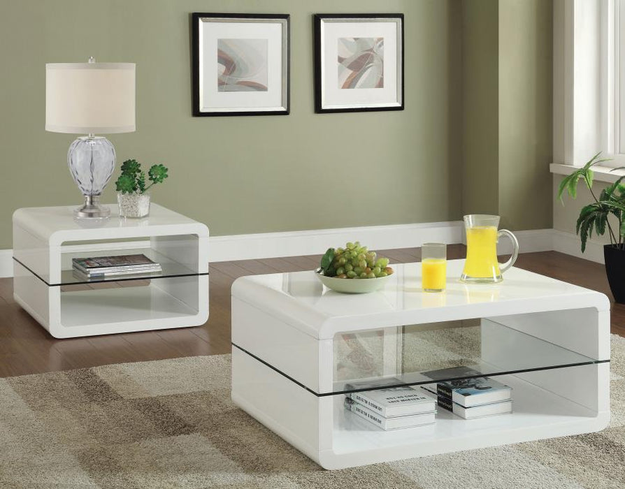 Elana - Rectangle 2-Shelf - Coffee Table - Glossy White Unique Piece Furniture