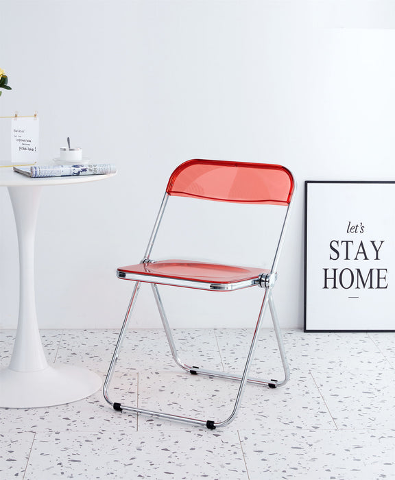 Clear Transparent Folding Chair - Red