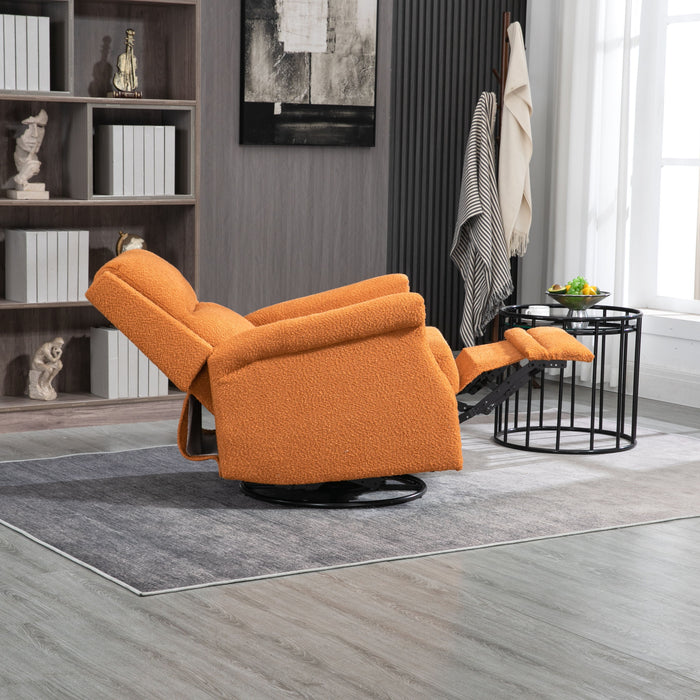 Swivel Recliner Chair, 360 Degree Swivel Leisure Chair, Leisure Arm Chair, Nursery Rocking Chairs, Manual Reclining Chair - Orange
