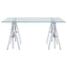 Statham - Glass Top Adjustable Writing Desk - Clear And Chrome Unique Piece Furniture
