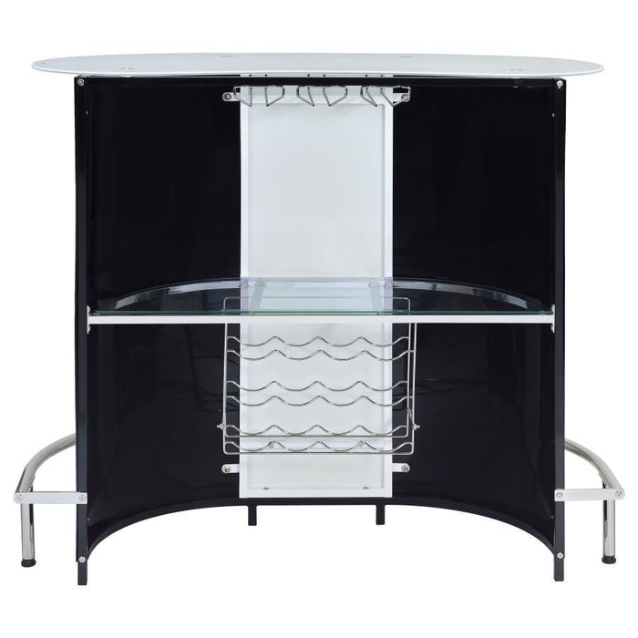 Lacewing - 1-Shelf Bar Unit - Glossy Black And White Unique Piece Furniture