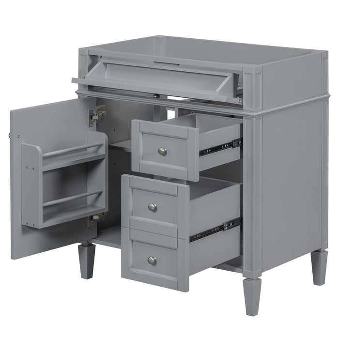 Bathroom Vanity Without Top Sink, Modern Bathroom Storage Cabinet With 2 Drawers And A Tip - Out Drawer (Not Include Basin) - Grey
