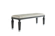 House - Beatrice Bench - Two Tone Beige Fabric, Charcoal Finish Unique Piece Furniture