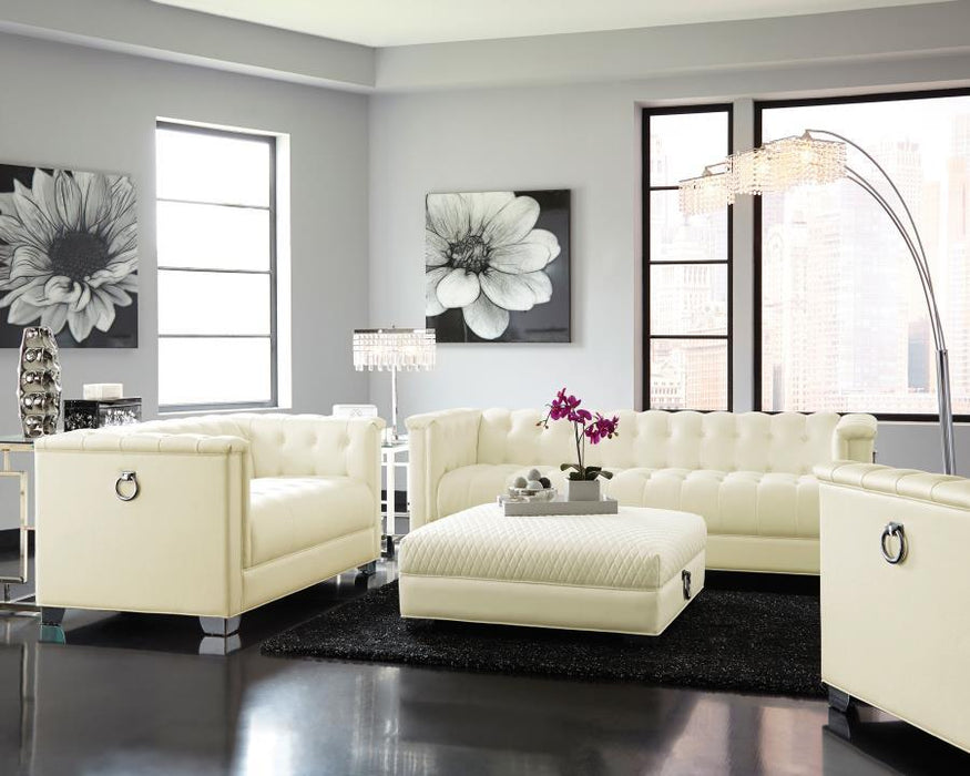Chaviano - Tufted Upholstered Sofa Pearl White Unique Piece Furniture