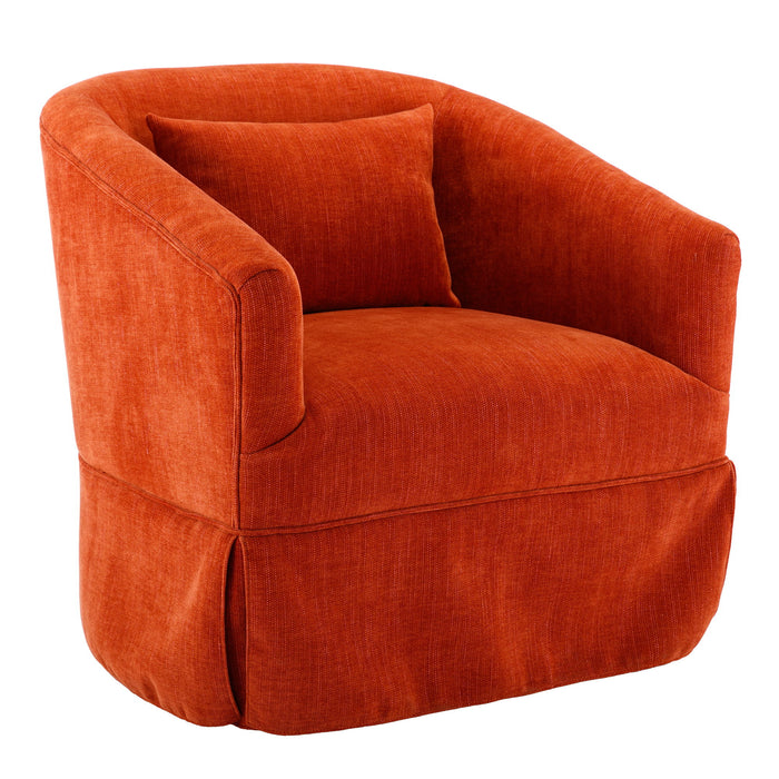 360 Degree Swivel Accent Armchair Linen Blend Orange
