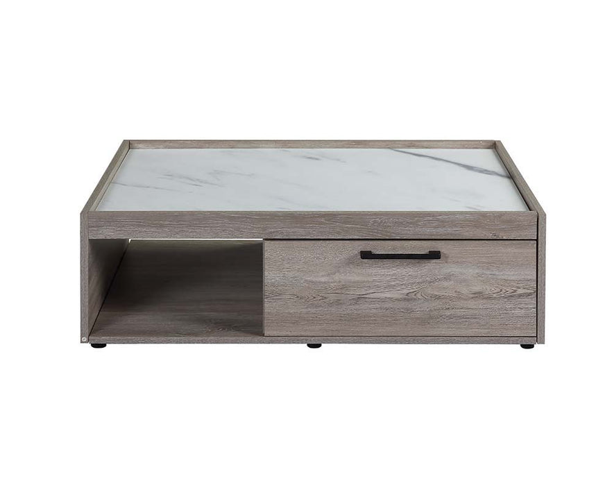 Walden - Coffee Table - Faux Marble Top & Gray Oak Finish Unique Piece Furniture