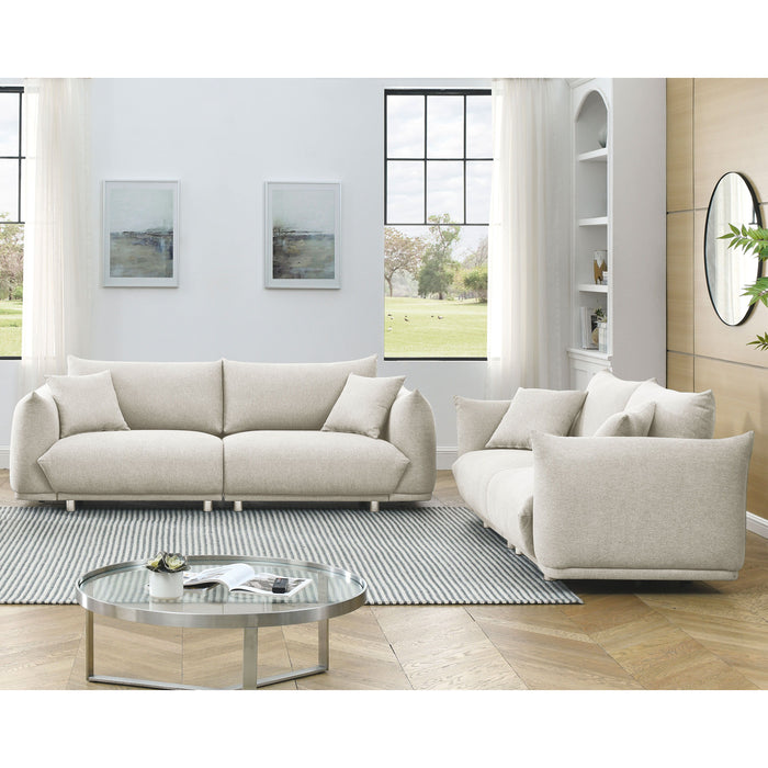 3 Seater + 2 Seater Combination Sofa Modern Couch For Living Room Sofa, Solid Wood Frame And Stable Metal Legs, 4 Pillows