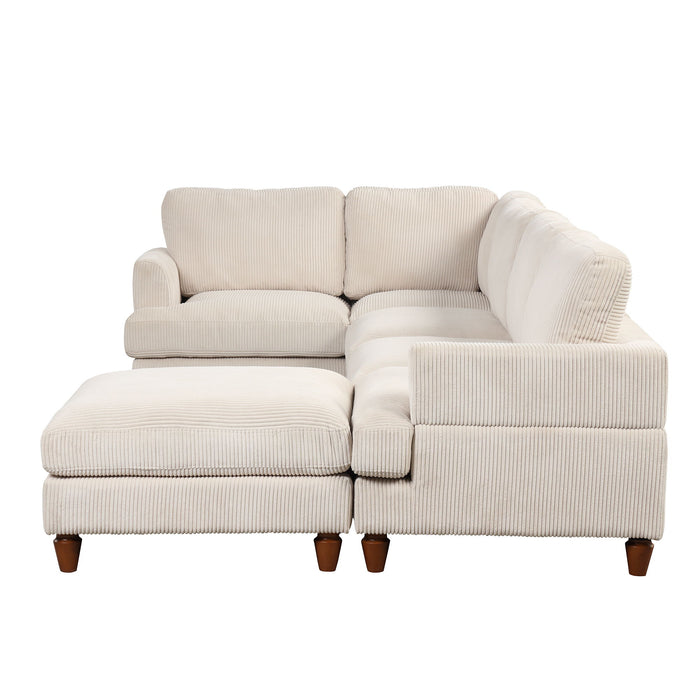 U_Style Modular Sectional Sofa With Ottoman L Shaped Corner Sectional For Living Room, Office, Spacious Space - Beige
