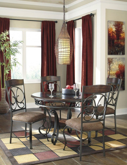 Glambrey - Brown - 5 Pc. - Dining Room Table, 4 Upholstered Side Chairs Unique Piece Furniture