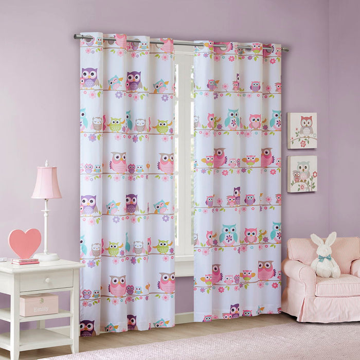 Owl Printed Blackout Curtain Panel In Multi