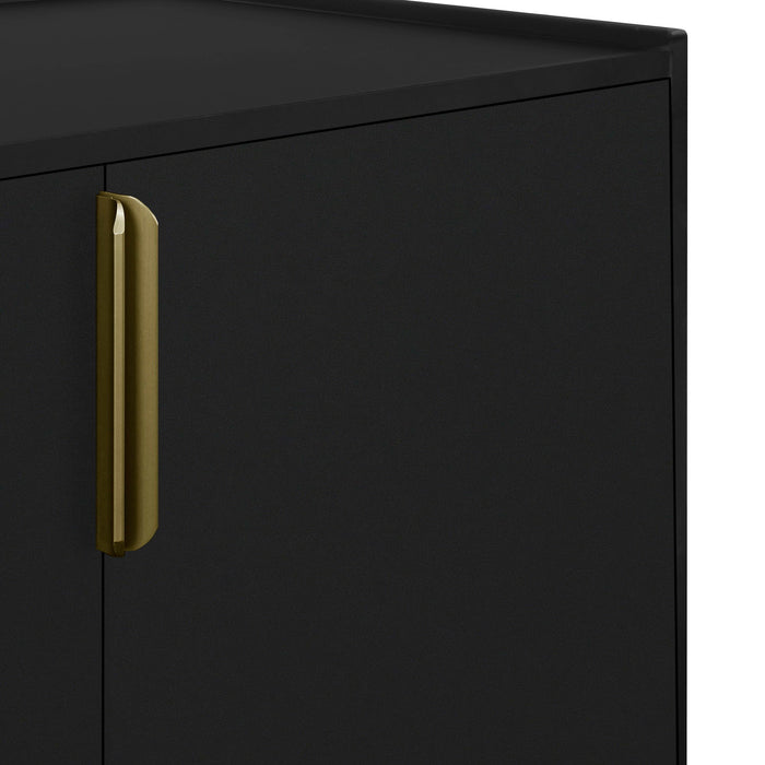 U_Style Storage Cabinet Sideboard Wooden Cabinet With 4 Doors For Hallway, Entryway, Living Room, Bedroom, Adjustable Shelf - Black
