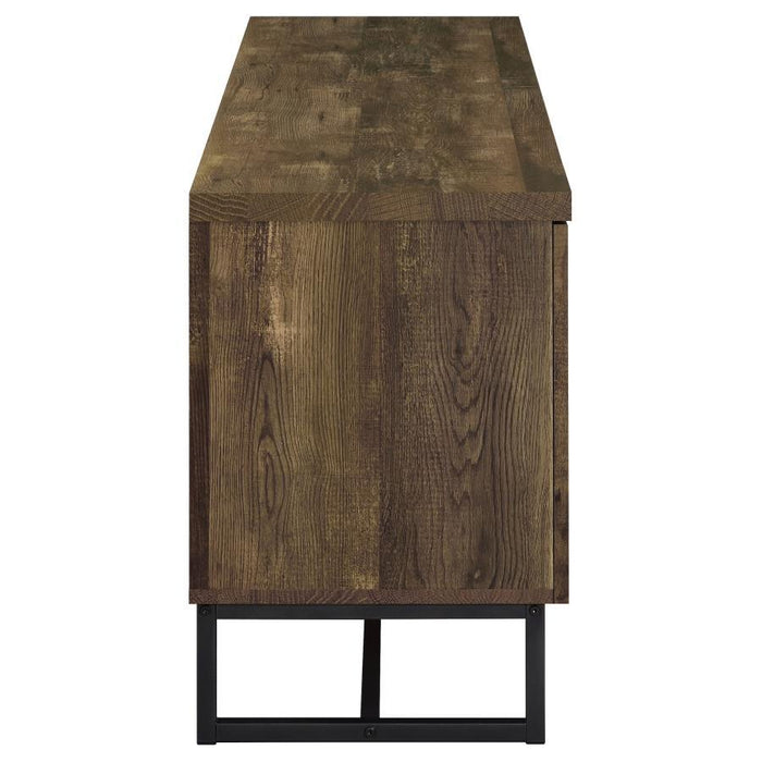 Myles - 2-Door TV Console With Adjustable Shelves - Rustic Oak Herringbone Unique Piece Furniture