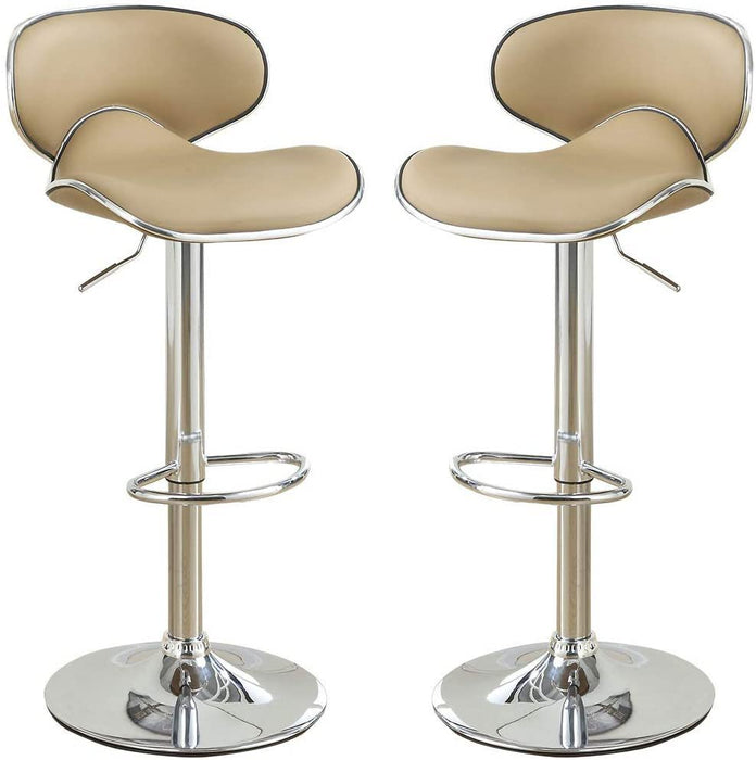 Brown Faux Leather Pvc Bar Stool Counter Height Chairs (Set of 2) Adjustable Height Kitchen Island Stools