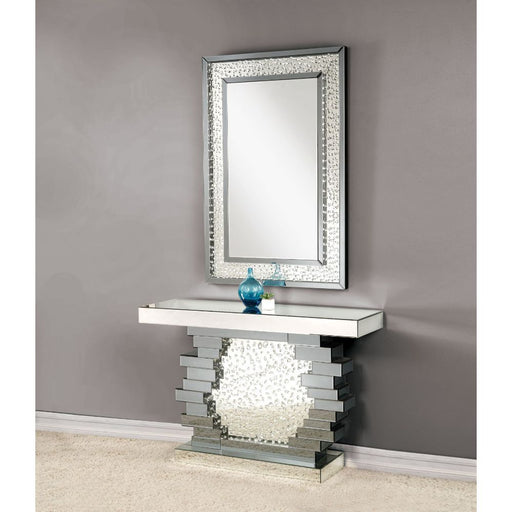 Nysa - Accent Table - Mirrored & Faux Crystals - Wood - 32" Unique Piece Furniture