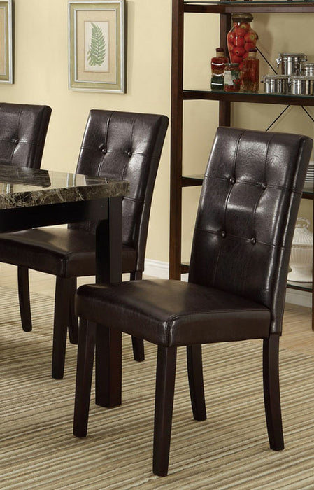 (Set of 2) Chairs Breakfast Dining Dark Brown PU / Faux Leather Tufted Upholstered Chair