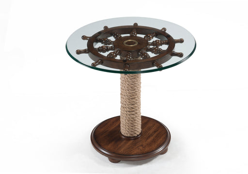 Beaufort - Round Accent Table With Base And Glass Top - Dark Oak Unique Piece Furniture