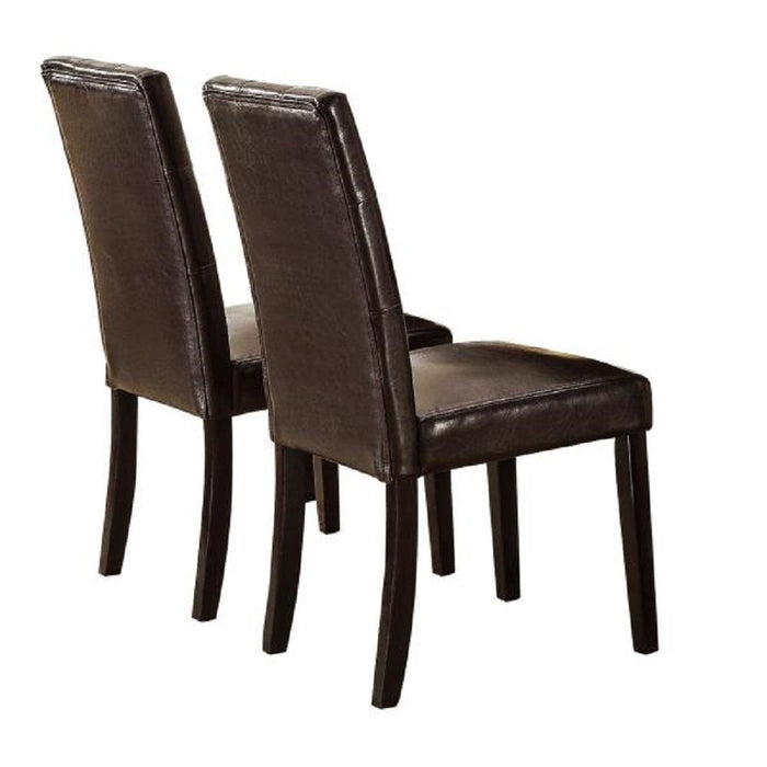 (Set of 2) Chairs Breakfast Dining Dark Brown PU / Faux Leather Tufted Upholstered Chair