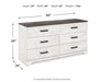 Shawburn - White / Black / Gray - Six Drawer Dresser - Pewter-tone Pulls Unique Piece Furniture