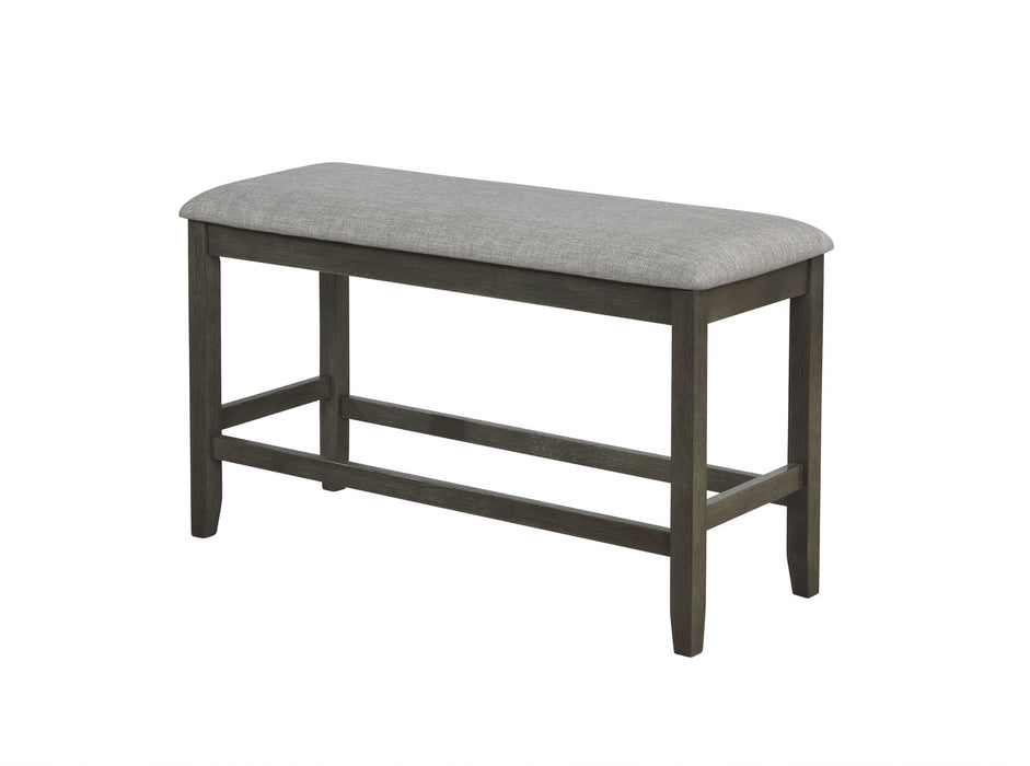 1 Piece Relaxed Vintage Counter Height Bench With Upholstered Seat Dining Bedroom Wooden Furniture Gray