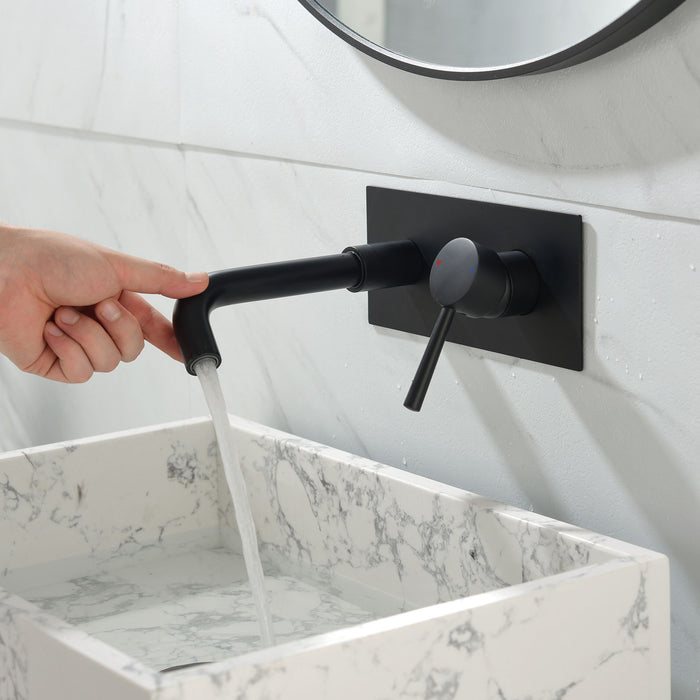Wall Mounted Bathroom Faucet In Matte Black