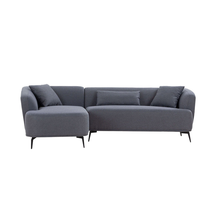 102" L-Shape Sectional Sofa Couch With Chaise Lounge For Living Room / Office, Metal Legs, Dark Gray