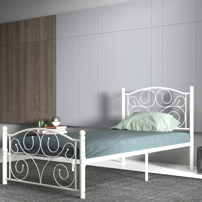 Twin Size Unique Flower Sturdy System Metal Bed Frame With Headboard And Footboard
