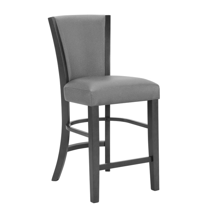 2 Piece Contemporary Glam Upholstered Counter Height Dining Side Chair Padded Plush Gray Fabric Upholstery Rich Black Color Wooden Furniture