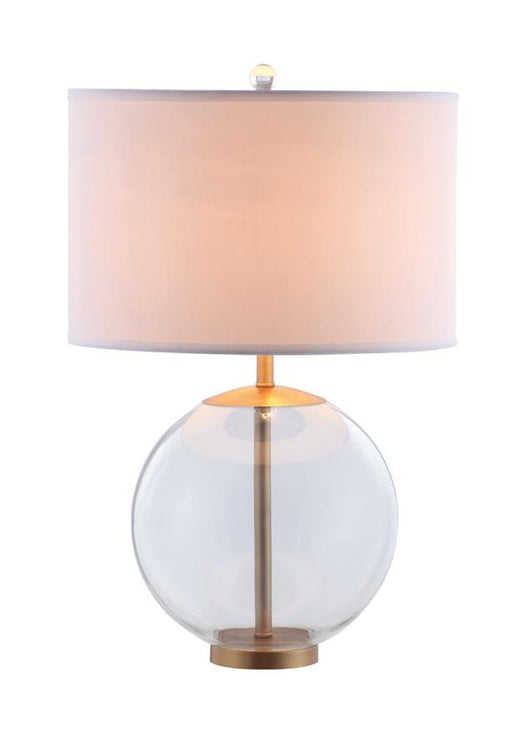 Kenny - Drum Shade Table Lamp With Glass Base - White Unique Piece Furniture
