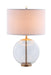 Kenny - Drum Shade Table Lamp With Glass Base - White Unique Piece Furniture