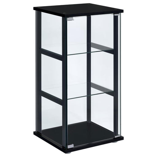Cyclamen - 3-Shelf Glass Curio Cabinet - Black And Clear Unique Piece Furniture