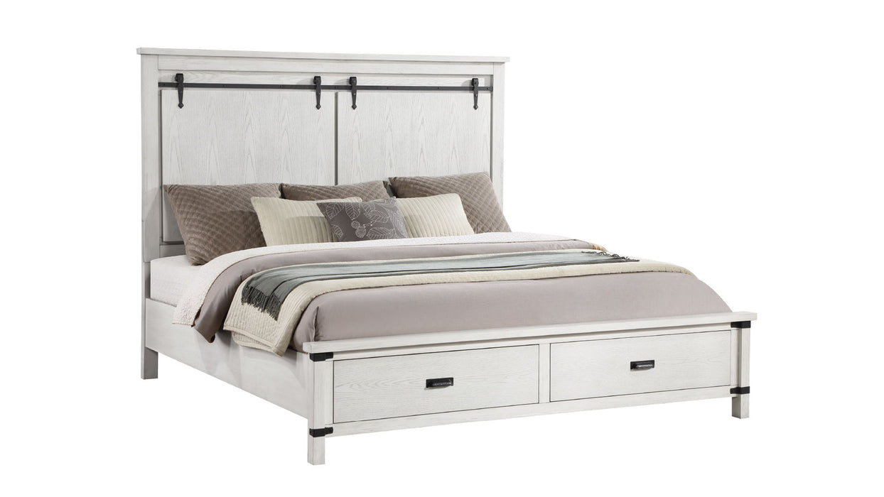 Loretta Modern Style 4 Pieces Queen Bedroom Set Made With Wood In Antique White