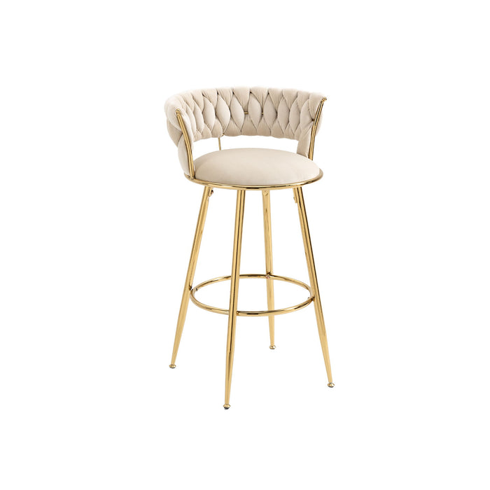 Coolmore Bar Stools With Back And Footrest Counter Height Bar Chairs - Ivory