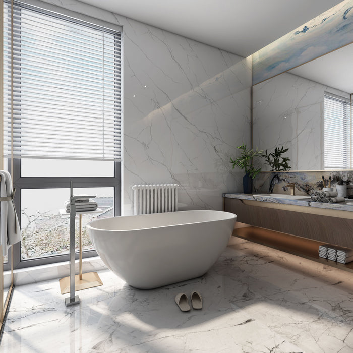 Acrylic Alcove Freestanding Soaking Bathtub White
